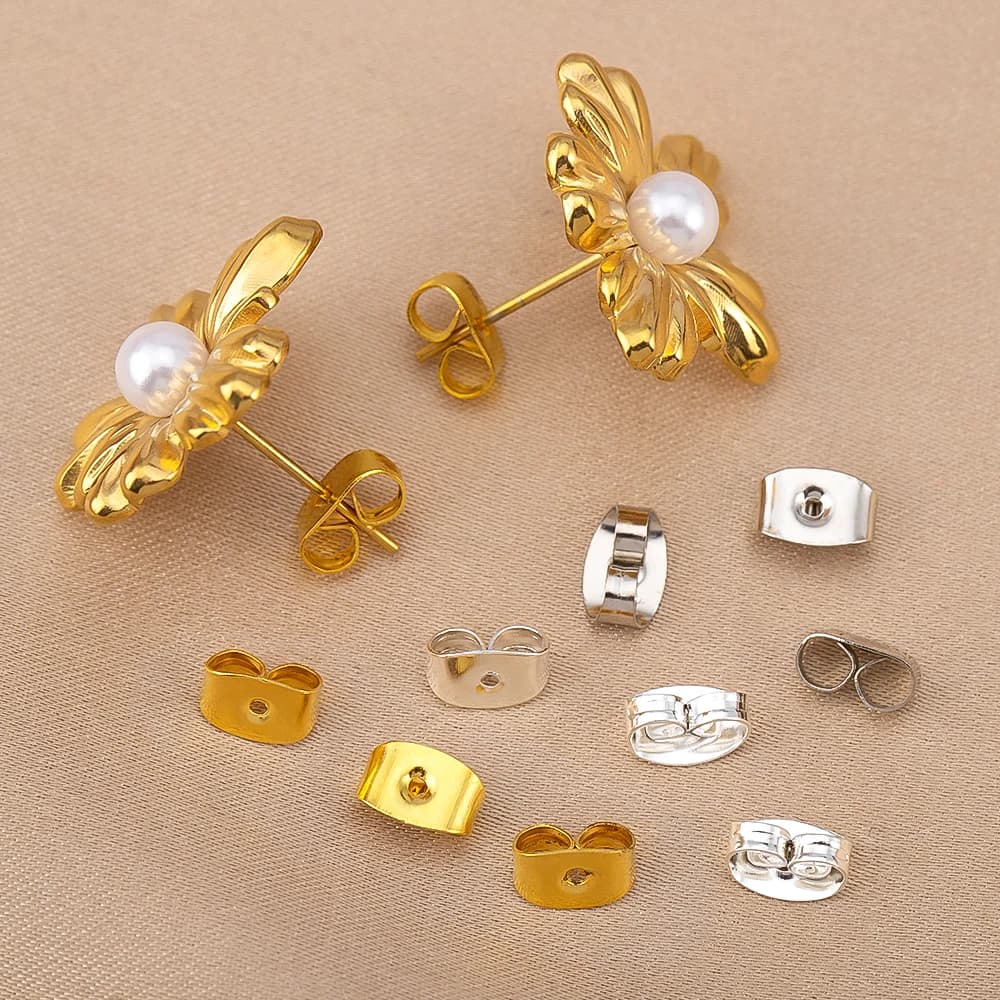 100pcs/Lot 4.3x6.4mm Metal Ear Plug Stud Earrings Backs Stopper For DIY Jewelry Findings Accessories Earrings Connectors