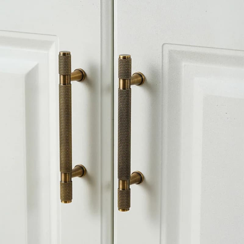 Maniglie per porte zigrinate in ottone per armadio guardaroba Manopole per cassetti antichi Cucina Mobili per camera da letto Maniglia per barra Hardware in ottone