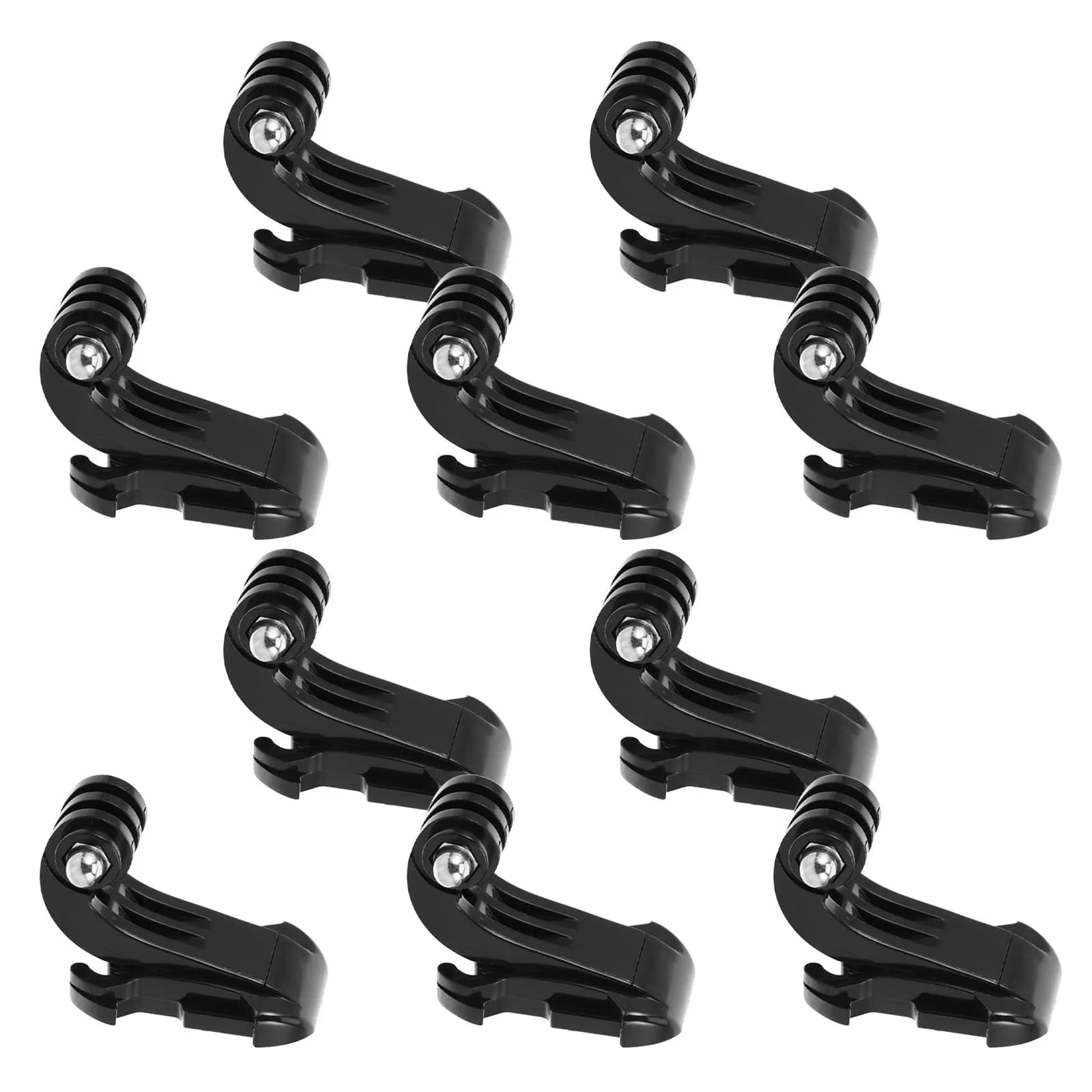 10 Pieces Action Camera Mounting Accessories, J Hooks, Vertical Surface Mounting Adapter for External Use Head Mounting