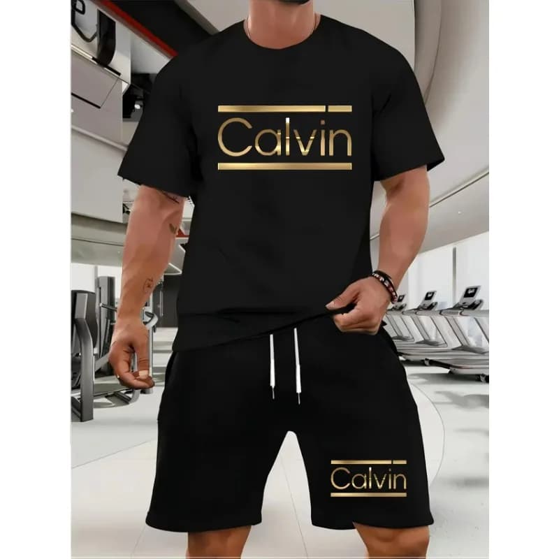 Nuovo Completo Sportivo Casual da Uomo - T-shirt a Maniche Corte Traspirante e Pantaloncini da Allenamento - Set Due Pezzi