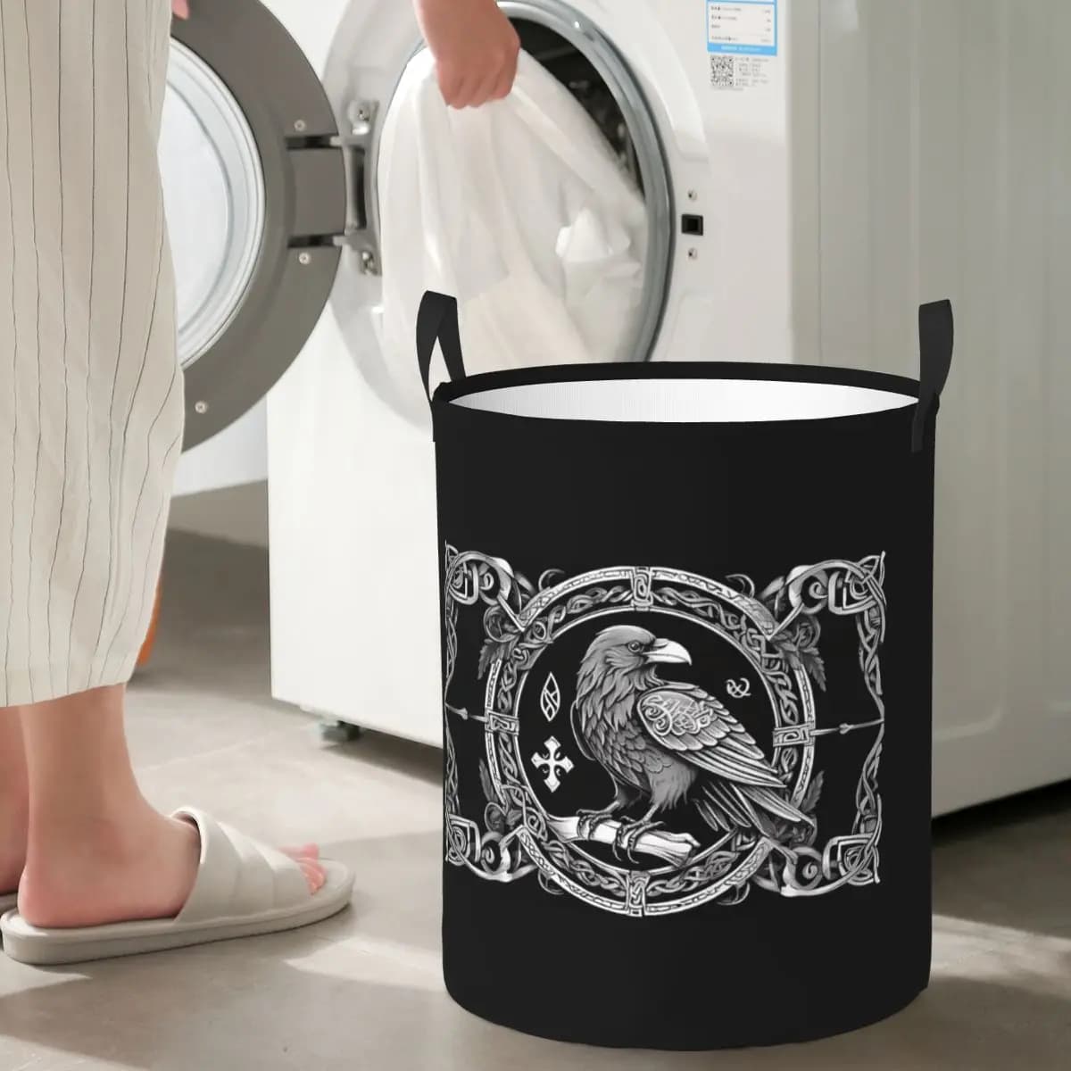 Cesti per biancheria pieghevoli Yggdrasil Raven, cesto portaoggetti per vestiti sporchi e articoli vari, borsa grande impermeabile