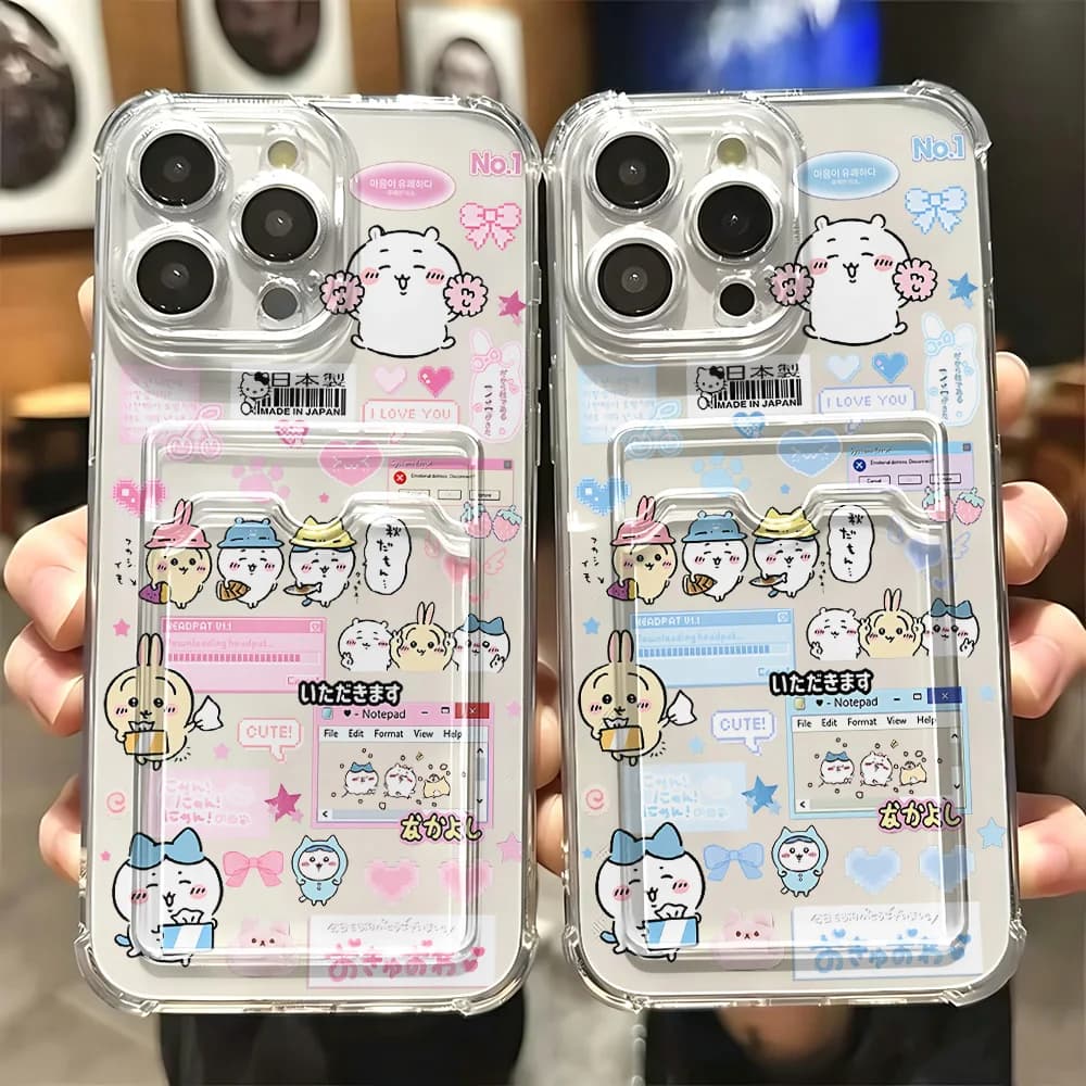 Kawaii C-Chiikawas Cute Hot Card Hold Phone Case For Xiaomi 13 12 12T 11 Lite Poco M5 M4 X5 X4 X3 Pro NFC 4G 5G Anti-fall Cover