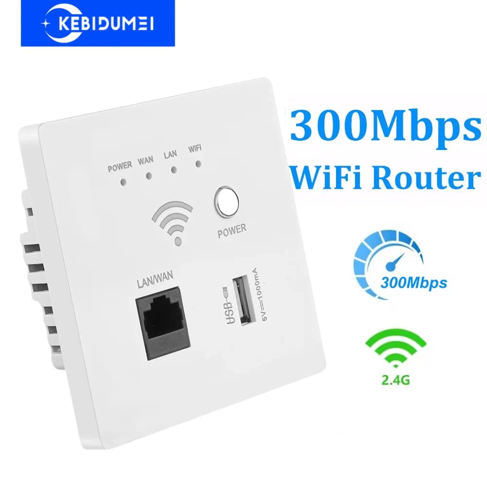 Router WiFi wireless 300Mbps Presa WiFi wireless 2.4Ghz Relè AP RJ45 Presa USB intelligente Ripetitore WIFI a parete incorporato di alimentazione 220V