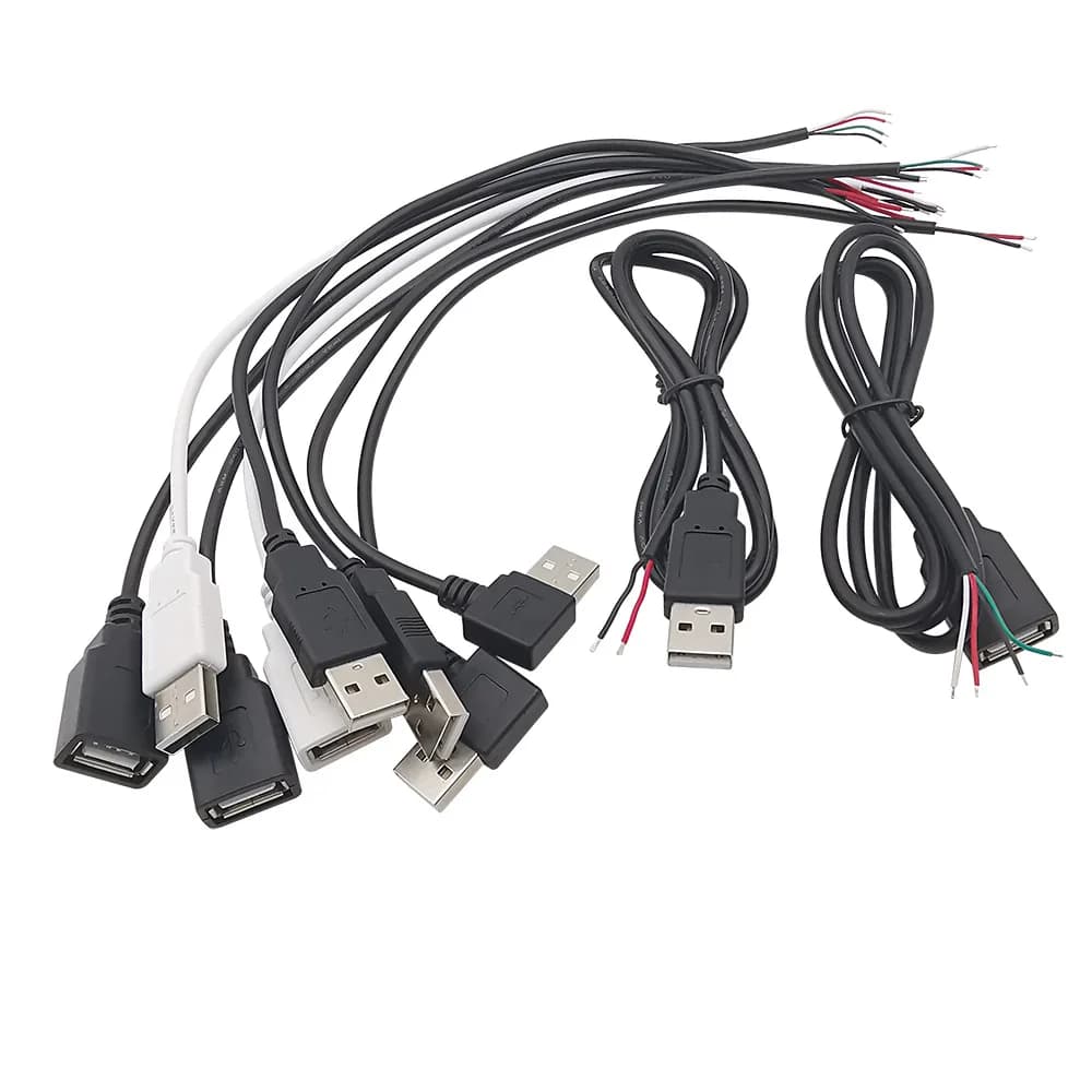 5V USB 2.0 A spina maschio/femmina cavo di alimentazione 2/4pin Pigtail Wire Jack caricabatterie cavo di ricarica connettore di prolunga fai da te 0.3/1/2M