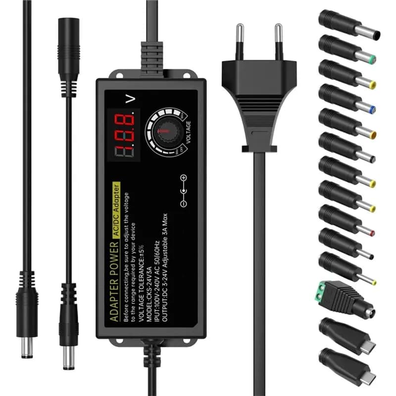 Adattatore AC DC ABKO Regolabile 3V-24V, Alimentatore Universale Variabile con Spina EU