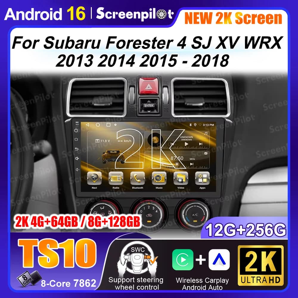DVD Android 16 per Subaru Forester 4 SJ XV WRX 2013 2014 2015 - 2018 Multimedia NO 2DIN Radio Stereo Auto GPS Navigatore