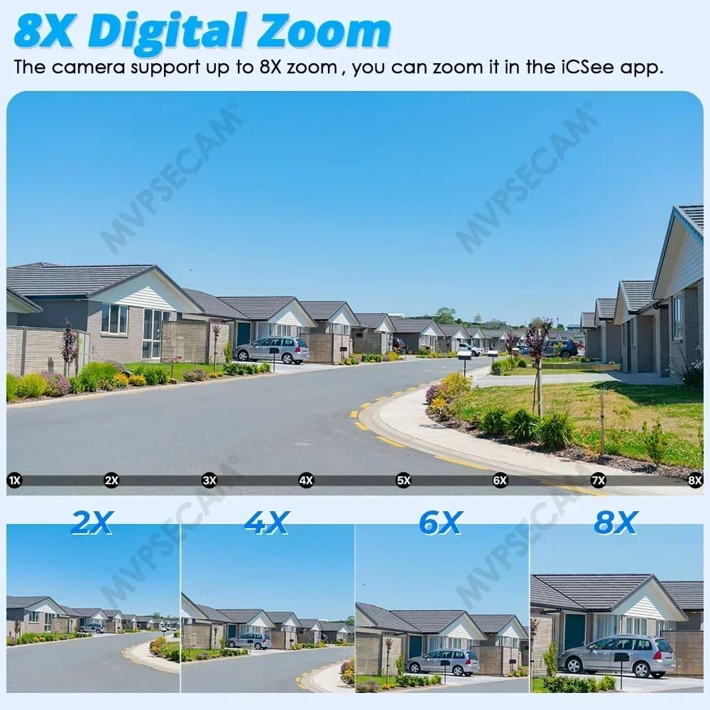 Telecamera di Sicurezza PTZ WiFi 4K 16MP con Tracciamento Automatico, Quattro Lenti, Tre Schermi, Zoom 8X per Esterni, Videosorveglianza CCTV ICsee