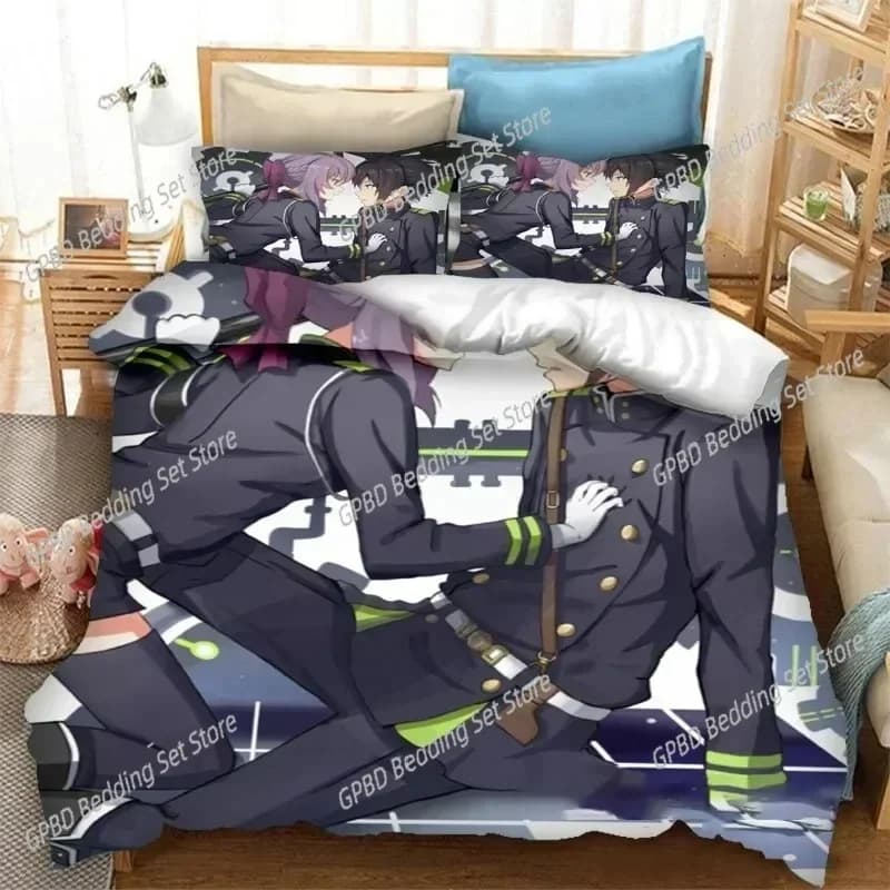 Seraph of the End Mikaela Hyakuya Set 3D printed bedding suitable for bedroom Set duvet cover with pillowcases for children's home