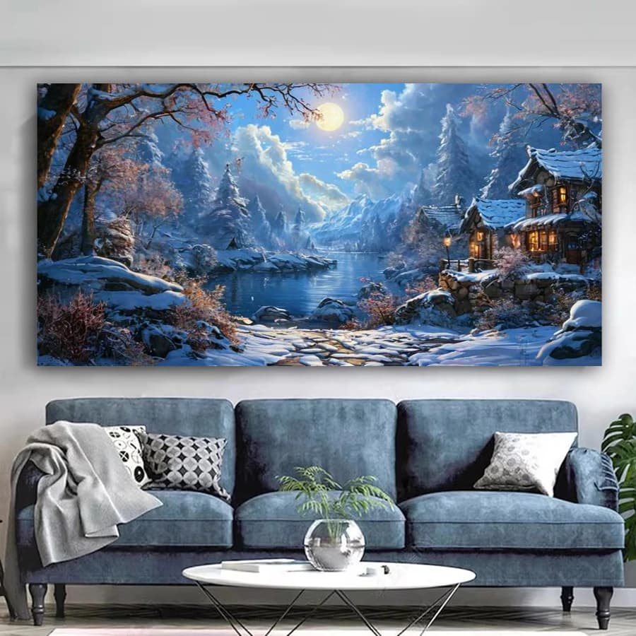 Winter Scenery House Large Size Diy Diamond Art Painting Kits Landscape Full Square Round Drill Mosaic Embroidery Picture