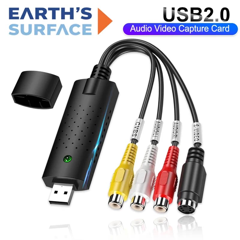 Scheda di acquisizione audio video USB 2.0 con CD driver, convertitore USB 2.0 a RCA/S-Video per VHS VCR, per Mac, PC, TV, DVD