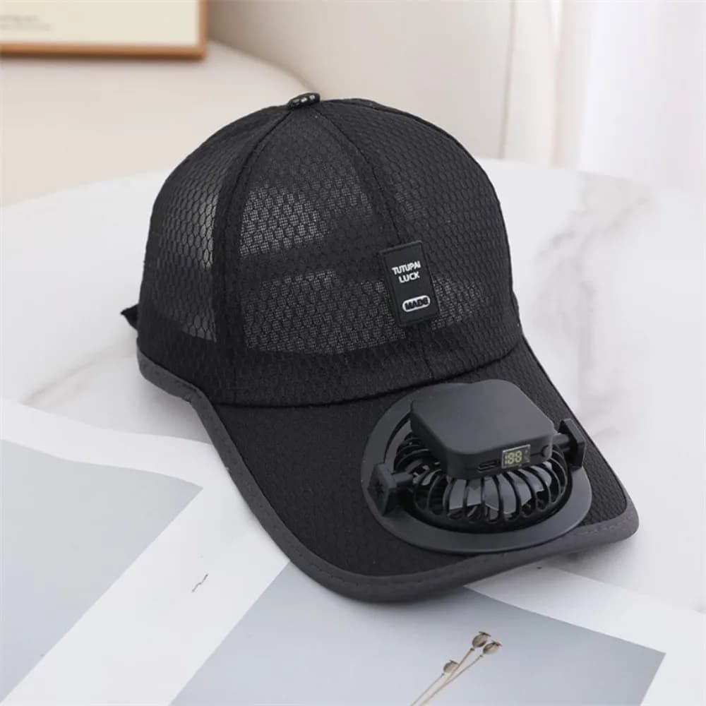 New Usb Charging Cooling Fan Hat Mesh Breathable Sun Visor Hat Large Brim Baseball cap Men Women