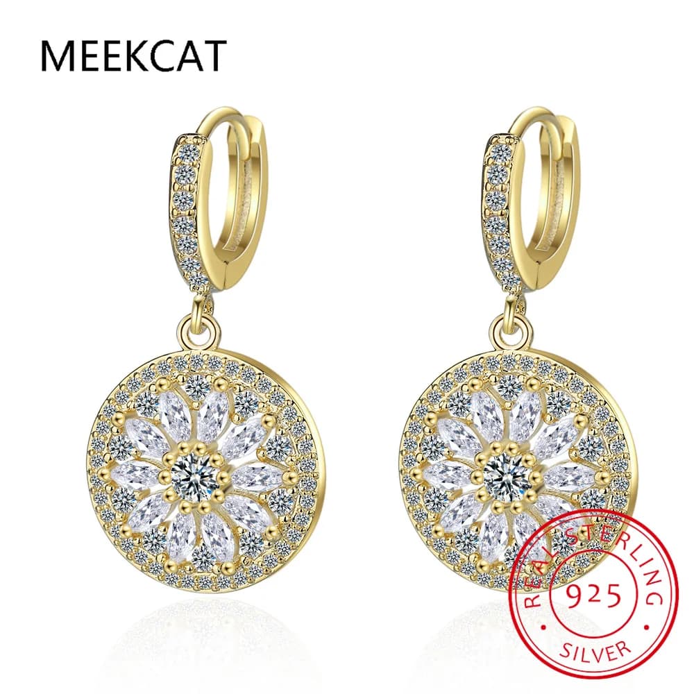 Real Sparkling 3.0 Ct D Moissanite Round Dreamcatcher Drop Earrings 925 Sterling Silver 2.0ct Hanging Earring For Women Jewelry