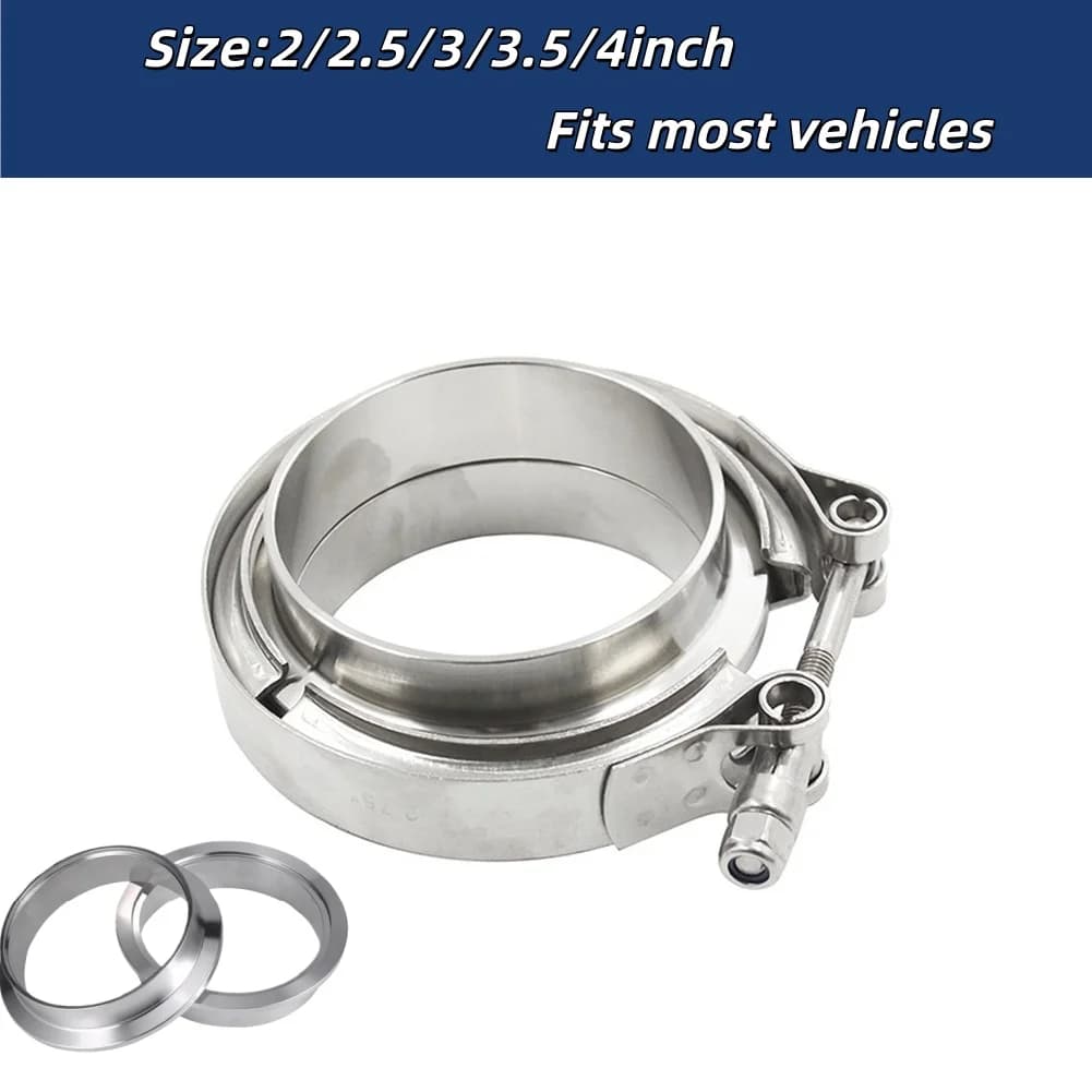 Morsetto per tubo di scarico V Band Turbo Resistenza alle alte temperature Adatto a tubi da 2 2,5 3 3,5 4 pollici per sistemi di scarico automobilistici Argento