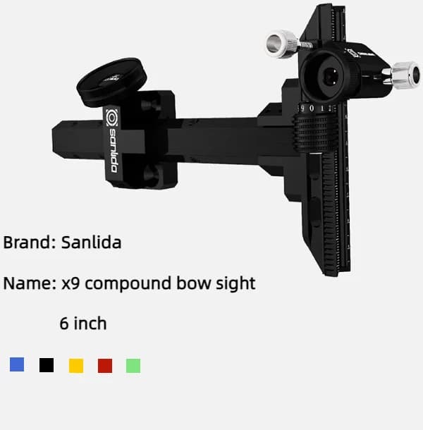 Mirino per Arco Compound Sanlida X9 con Barra in Carbonio da 6 Pollici, Accessori per Tiro con l'Arco
