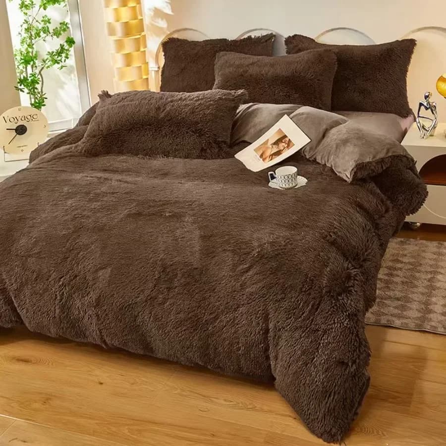 Bed linen set Autumn Winter Bed linen Set of four pieces on the bed Set of Queen bedspread with sheets Set of single double bed linen