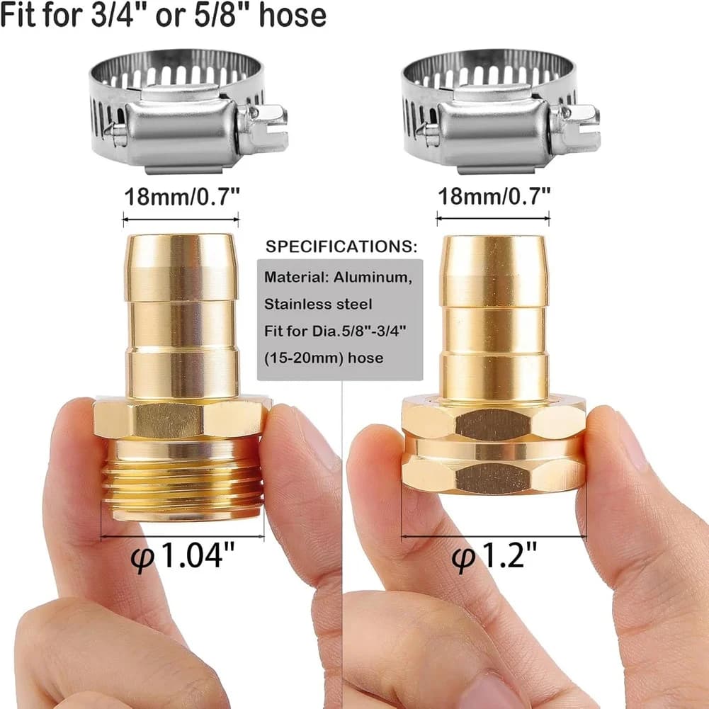 Garden Hose Repair Components Including Aluminum Connectors and Stainless Steel Clamps for Water Pipe Fittings