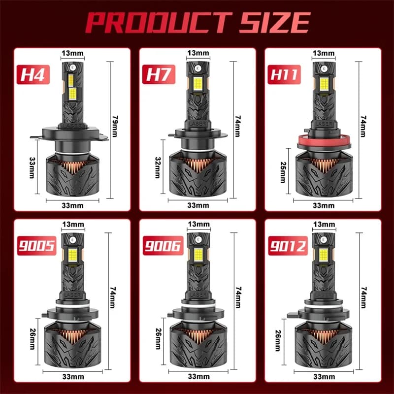 Fari a LED da 2000W H7 H4 H11, fari a LED ad alta potenza con 2 tubi in rame, luci a LED per auto H8 H9 9005 9006 12V, lampadine Bullvision