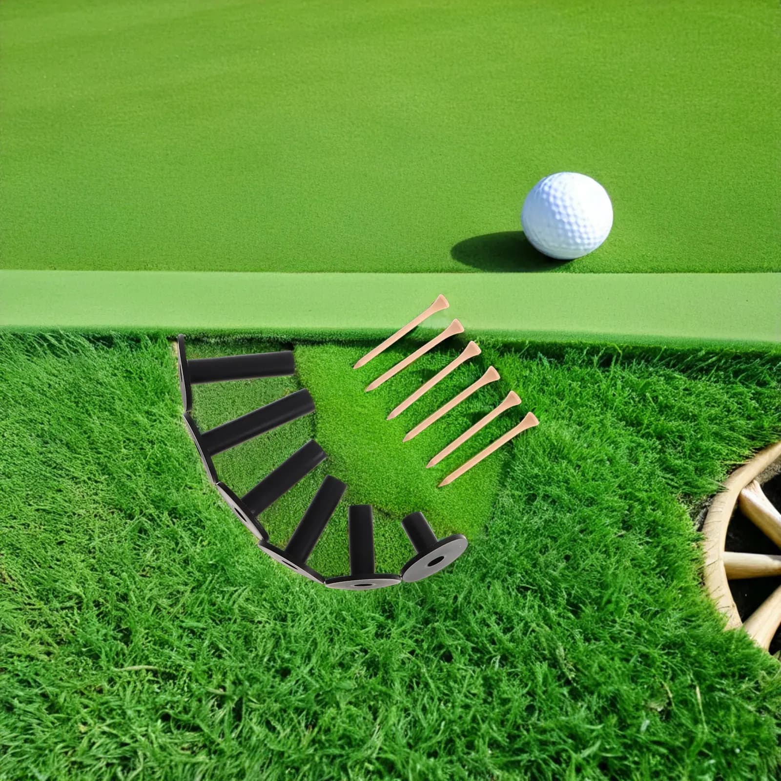 Set di 6 Pezzi per Allenamento Golf: Tee e Chiodi in Gomma per Tappetini da Pratica, Base Antiscivolo per Condizioni Umide, 35 54 65 70 75 83mm