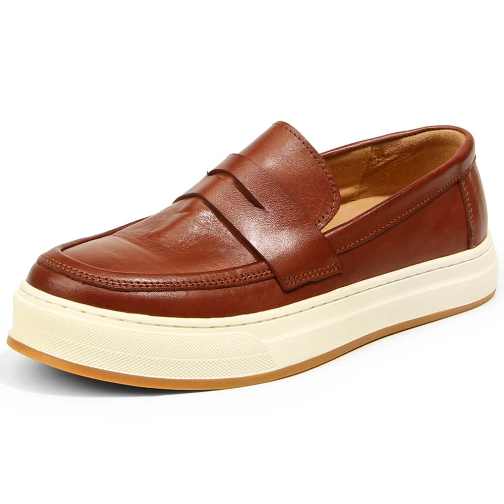 Scarpe da uomo vintage in pelle Scarpe casual da uomo in vera pelle Mocassini da uomo fatti a mano Comfort Scarpe con plateau antiscivolo Scarpe casual