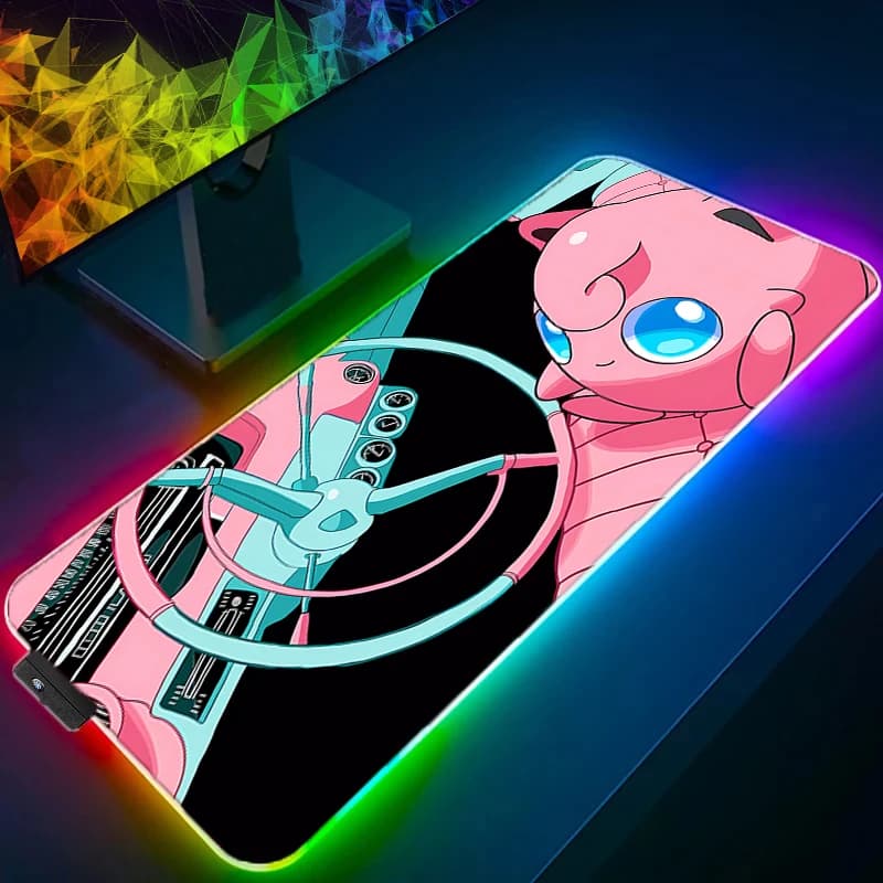 Tappetino per Mouse LED Pokemon Pikachu XXL RGB per PC, Tappeto da Scrivania per Gamer, Tappetino Retroilluminato per Ufficio, Accessori da Gaming per Tastiera e Tavolo, Mousepad Anime