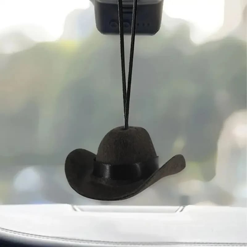 Nice cowboy hat ornament for car pendant fabric decoration uses for woman interior accessory for travel on universal road suitable for most cars