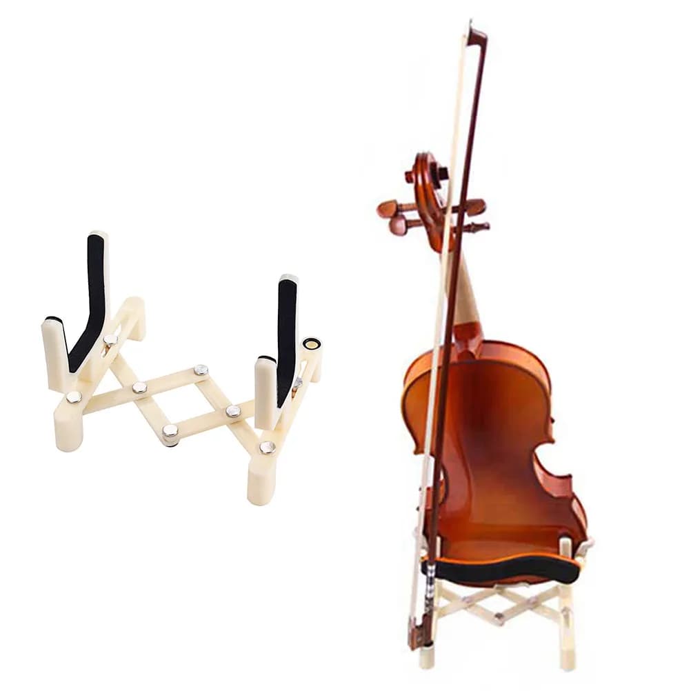 Supporto Universale Portatile Regolabile in Plastica per Violino, Viola, Ukulele, Mandolino con Cuscinetto in Spugna Pieghevole