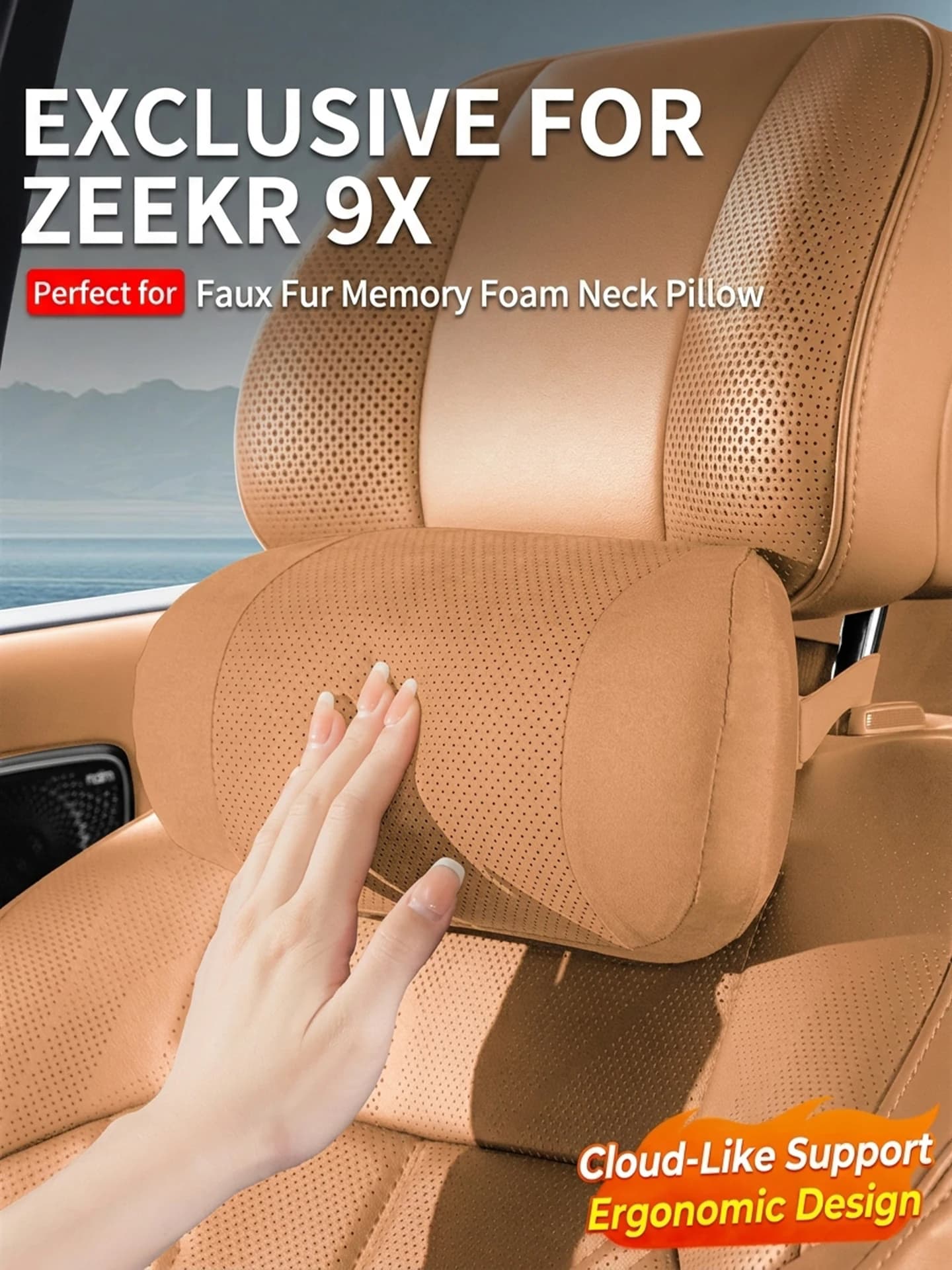 Cuscino per il Collo ZEEKR 9X con Fori Traspiranti, Supporto Cervicale per Poggiatesta Auto, Cuscino Lombare, Accessori Interni