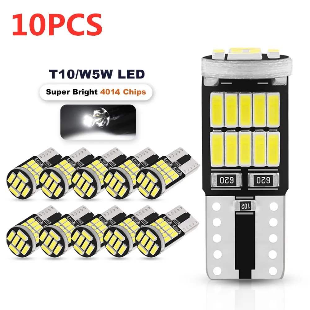 2/6/10PCS T10 W5W 194 501 Led Canbus No Error Auto Luce Interna T10 26 SMD 4014 Chip Bianco Puro luci per strumenti Lampadina lampada
