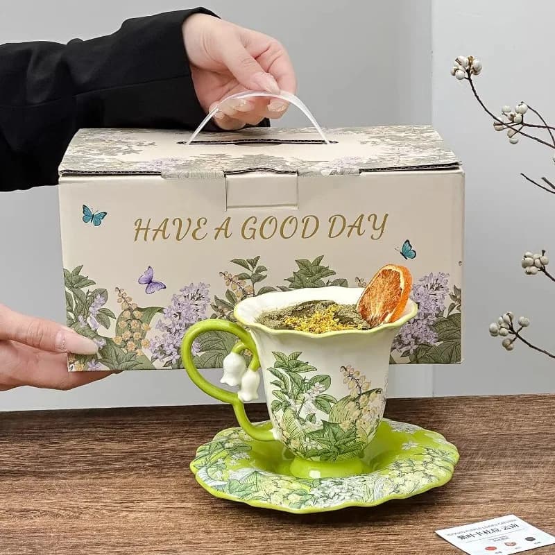 Lily of the valley blooming afternoon tea set - exquisite high-grade ceramic cups, mugs, and coffee cups