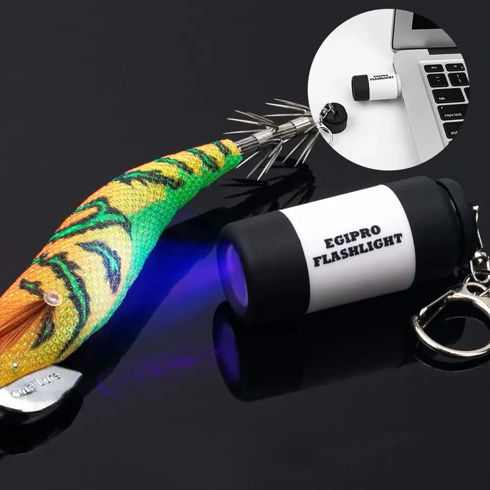 Kingdom Flashlight Fishing Tackle 5.3cm*2cm USB Interface Mini Easy To Carry Use Rechargeable Plastic Fishing Flashlight Tools