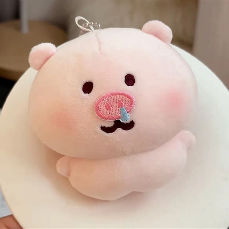 Portachiavi Peluche Maialino Kawaii Divertente con Naso che Cola, 2 Stili, Morbido e Soffice, Perfetto per Zaini e Accessori Quotidiani