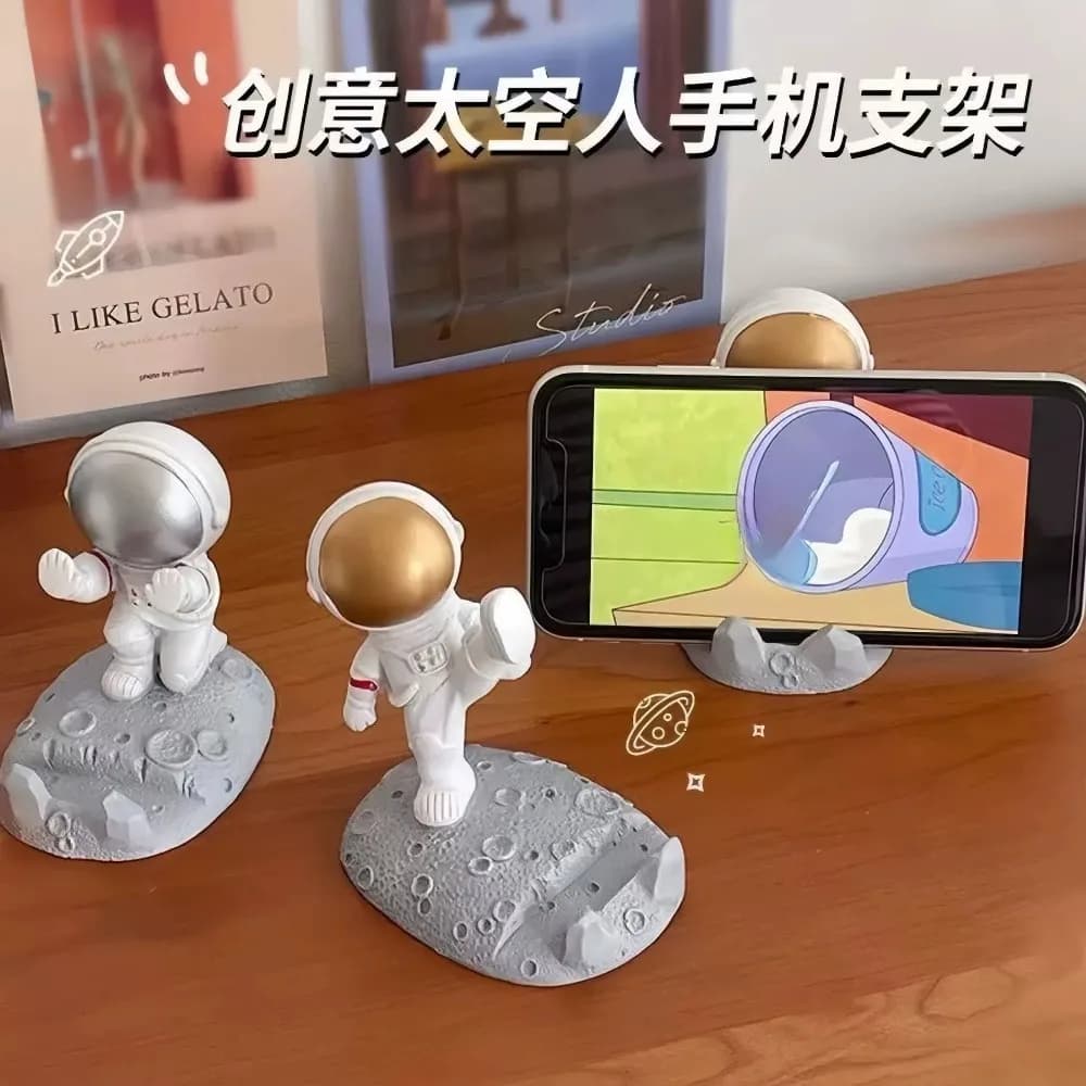 Supporto per telefono a forma di astronauta unico, statuetta in resina, regalo per scrivania, casa, ufficio, ornamento decorativo