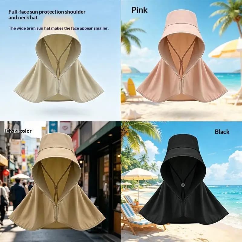 Wide Brim Face Mask Sun Hat Breathable Lightweight Tea Picking Work Hat Full Wrap UV Protection Fisherman's Hat Summer Outdoor