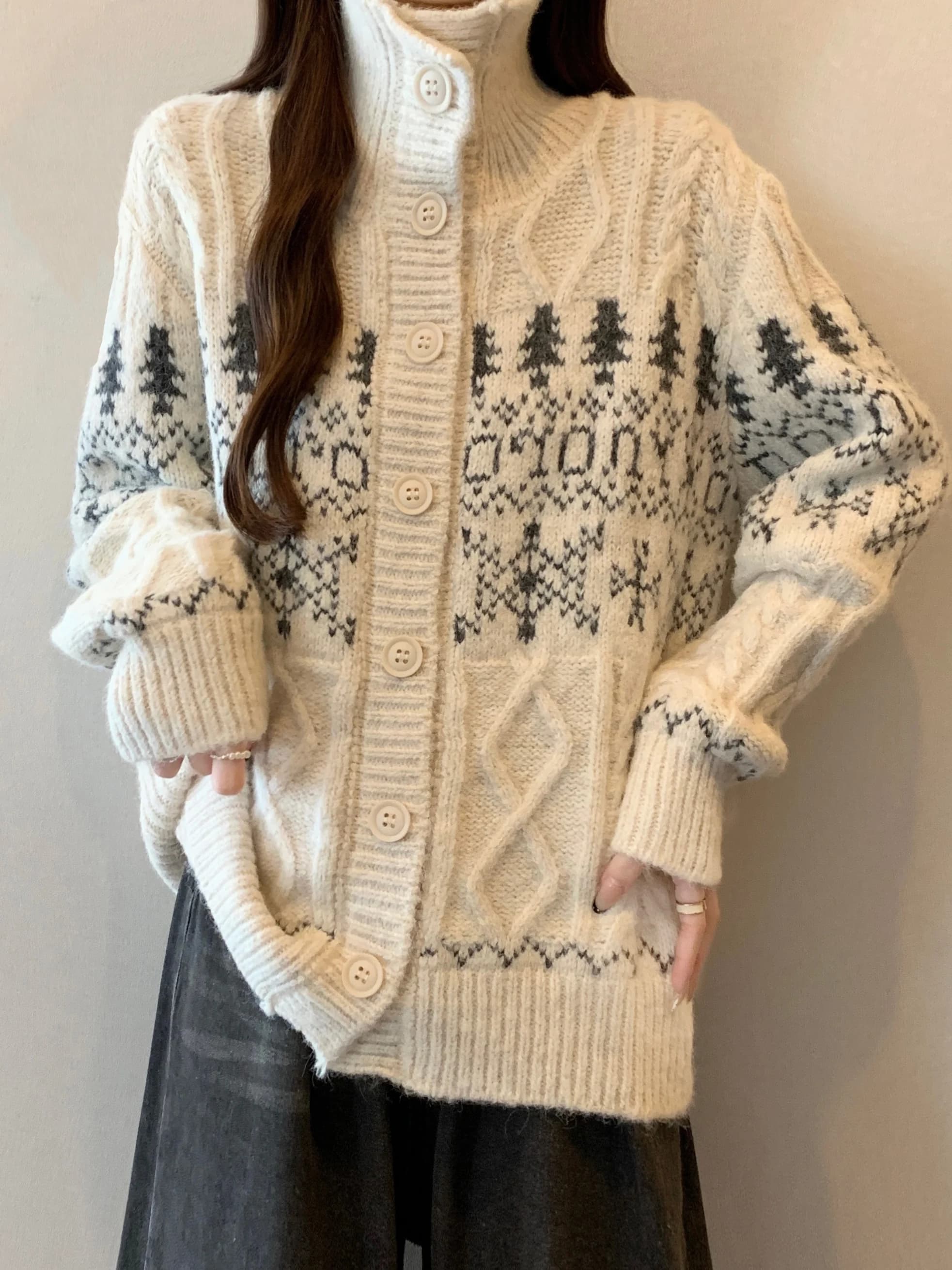 Korean Style Lazy Knitted Sweater Jacket Women's plus Size Spring Early 2026 Shoulder Length Outerwear Warm Soft Long Sleeve