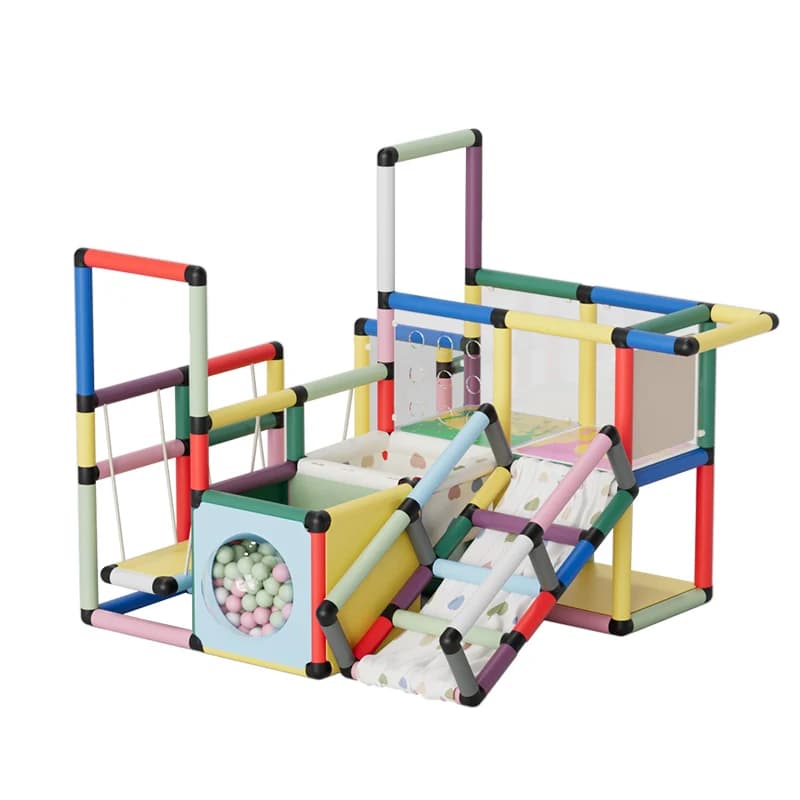 Scivolo per Bambini da Interno, Set da Arrampicata per Bambini, Struttura da Gioco in Materiale PP Ecologico per Scuola, Cortile, Centro Commerciale, Set Educativo