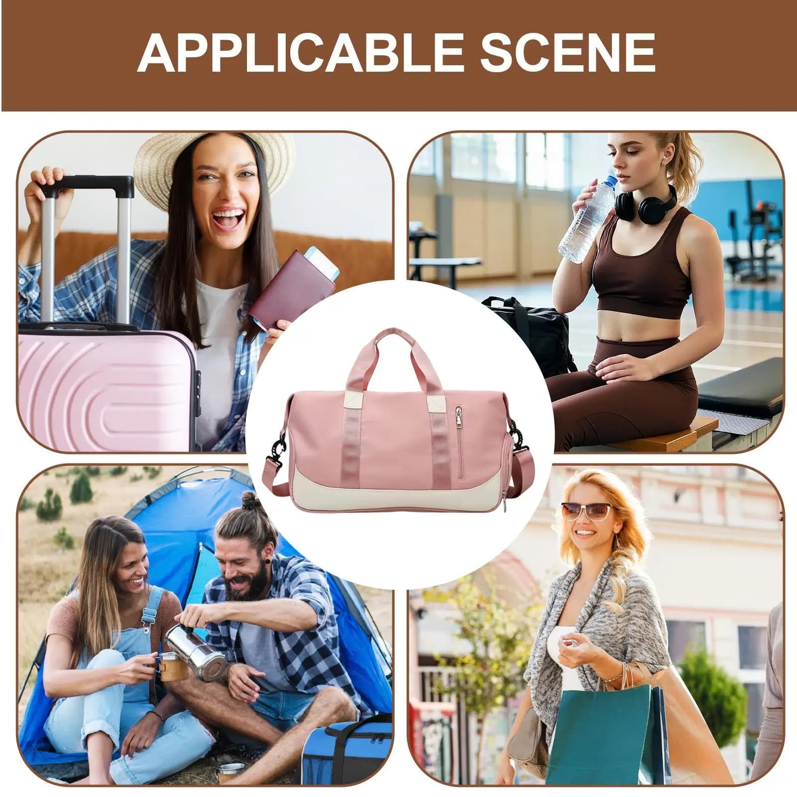 Borse da viaggio per donna Valigia a tracolla da 35 litri con scomparto impermeabile, porta scarpe, borsa sportiva per donne, ragazze adolescenti, da viaggio
