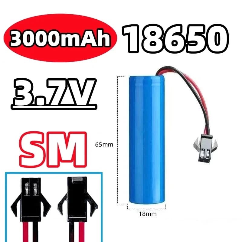 👑 18650 SM Spina Batteria ricaricabile agli ioni di litio 3.7V 3000mAh con PCB per Q85 Q70 RC Elicottero Aereo Auto Nave Pistola Giocattolo Ecc