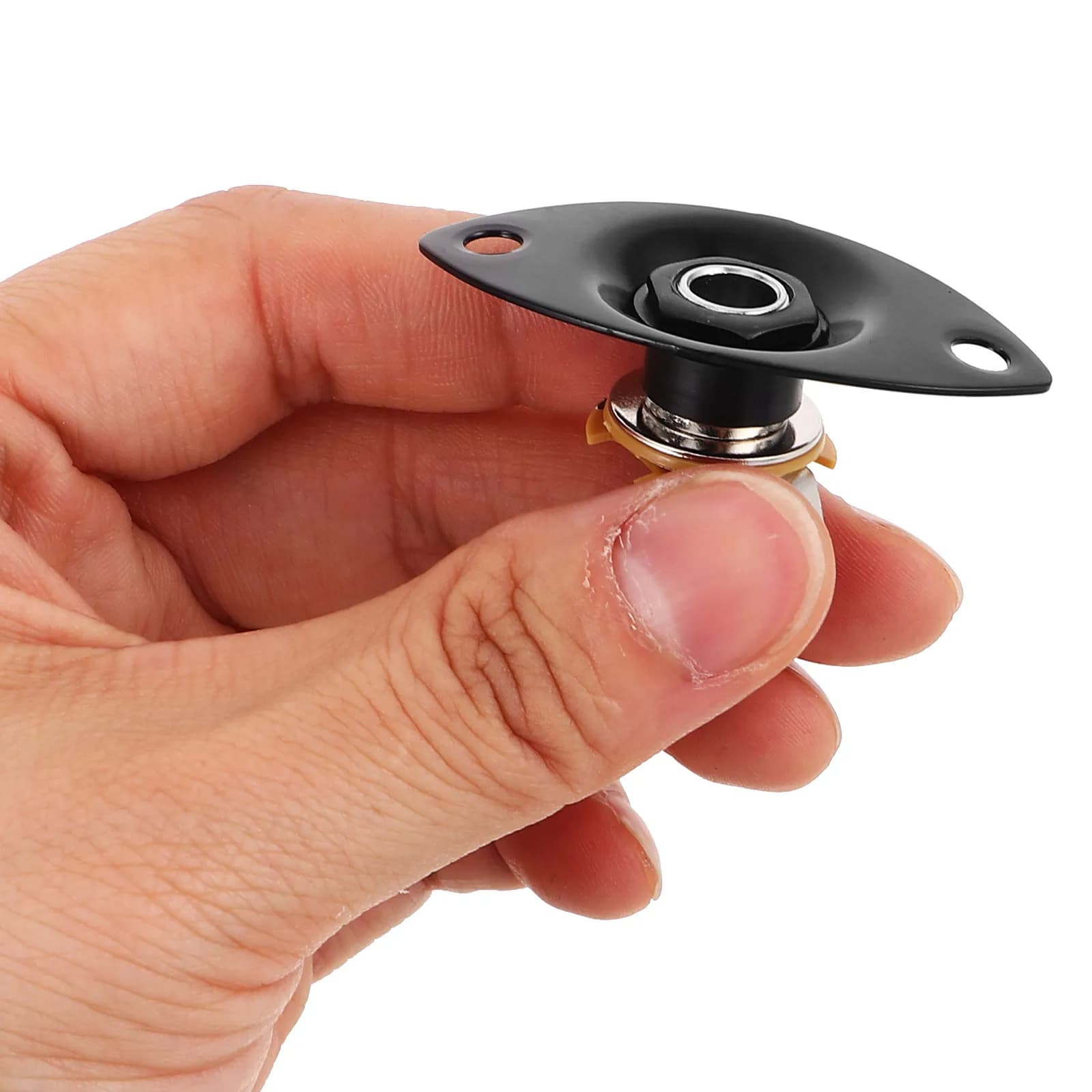 2 Pezzi Eleganti Prese Jack Ovali Argento/Nero da 6,35mm per Chitarra Elettrica, Basso, Ukulele - Ricambi in Metallo
