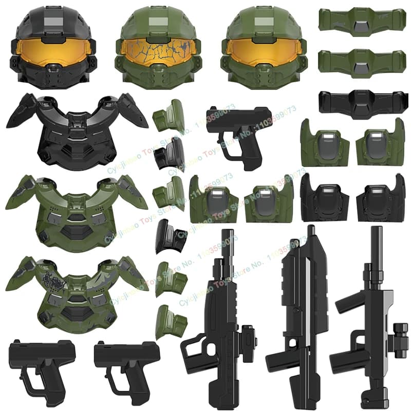 TT009-011 Soldati Corazzati Guerrieri Verdi Mattoncini da Costruzione Action Figure Accessori Modelli Bambole di Mattoncini Giocattoli per Bambini