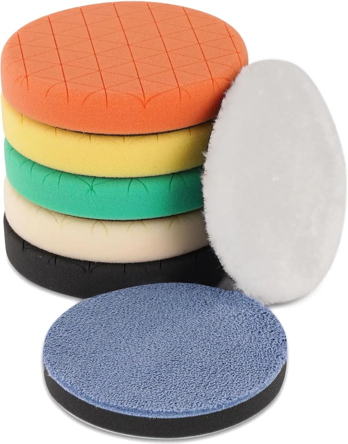 Kit di tamponi per lucidatura da 7 pezzi da 6,5' per piastra di supporto da 6' - Spugna per lucidatura e ceratura per auto e tamponi di lana