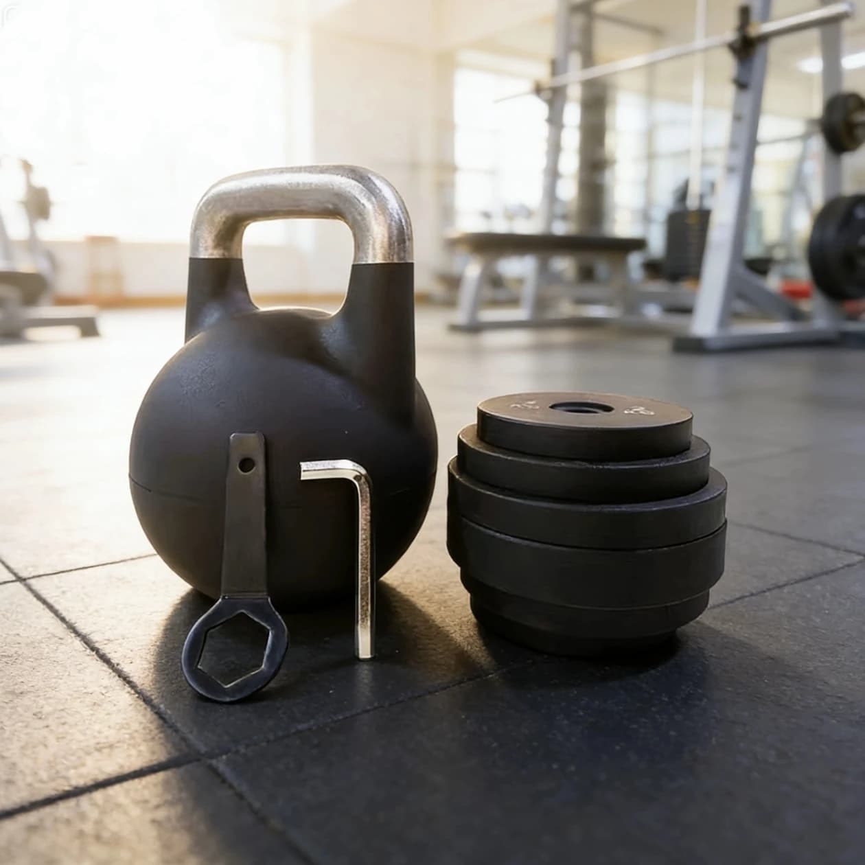 Kettlebell Adjustable for Strength Training with 6 Weight Plates, Competition Kettlebell