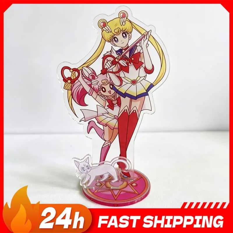 Pretty Soldier Sailor Moon Mini Standing Plate Re-ceration 10cm Usagi Tsukino Figure Acrylic Stand Desk Ornaments Toys Gifts
