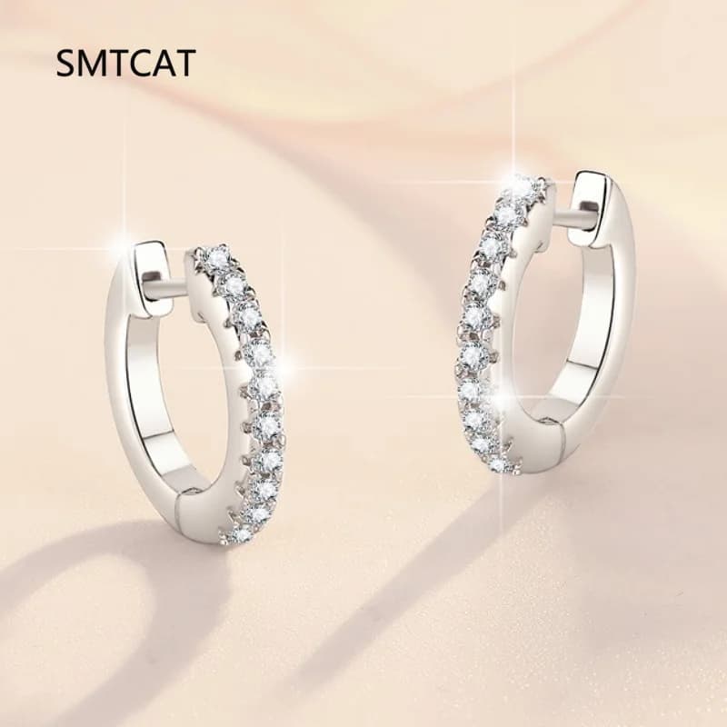 Each 0.2CT 3.5mm All Simulated Moissanite Hoop Earrings for Women Classic Sparkly Bridal Jewelry Pure 925 Plated 18K