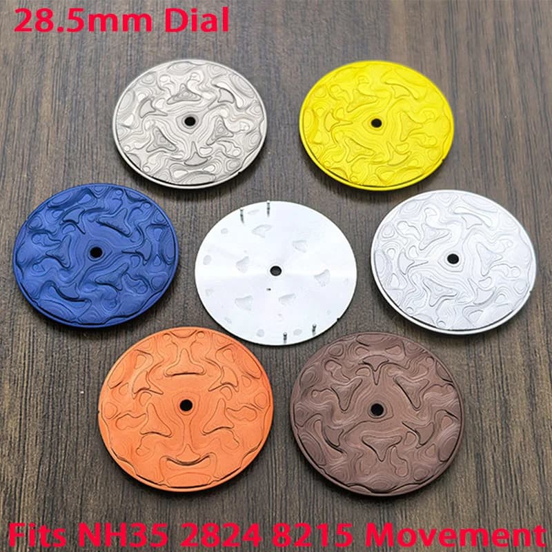 Mod NH35 8215 2824 Dial Silver Gray Orange Blue 28.5mm Dial Fits NH35 8215 ETA 2824 Movement Men Watch Retrofit 28.5mm Dial Part