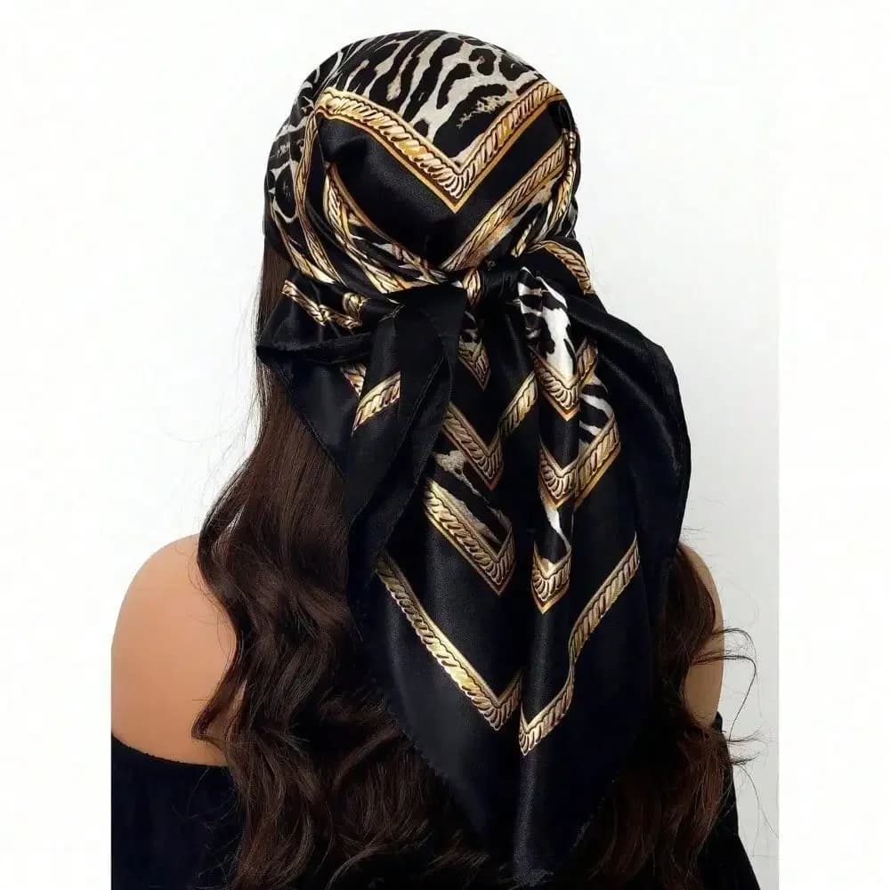 Sciarpa in Seta per Donna, Foulard Vintage per Tutte le Stagioni, Sciarpa per Capelli 90*90cm, Hijab, Bandana di Lusso, Copricapo Femminile