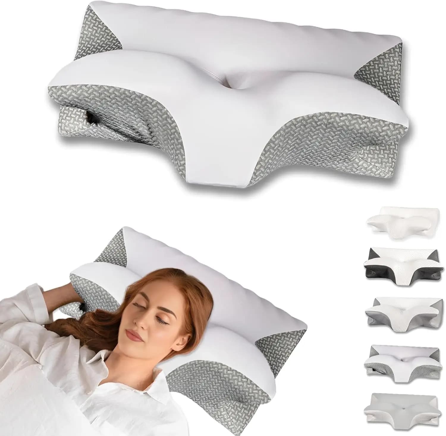 Cuscino Ergonomico in Memory Foam per il Sollievo dal Dolore, Supporto Rinfrescante per Chi Dorme su un Fianco, Schiena o Stomaco, Grigio Scuro