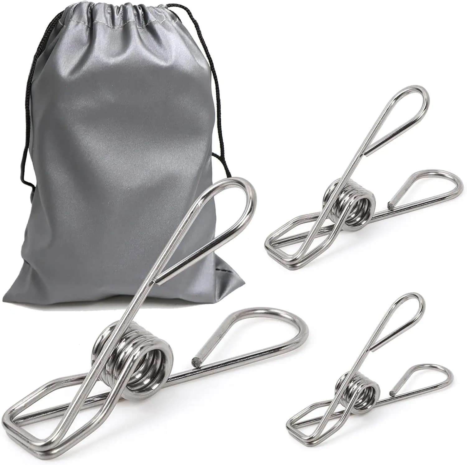 Pack of 40 Springs for Heavy Duty Metal, Stainless Steel 304 with Waterproof Bag, Assorted Measures for Laundry and Exterior Use