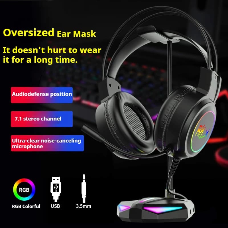 Game Headphones Wired Computer Headphones with Microphone Game Play to listen to the sound of the USB interface