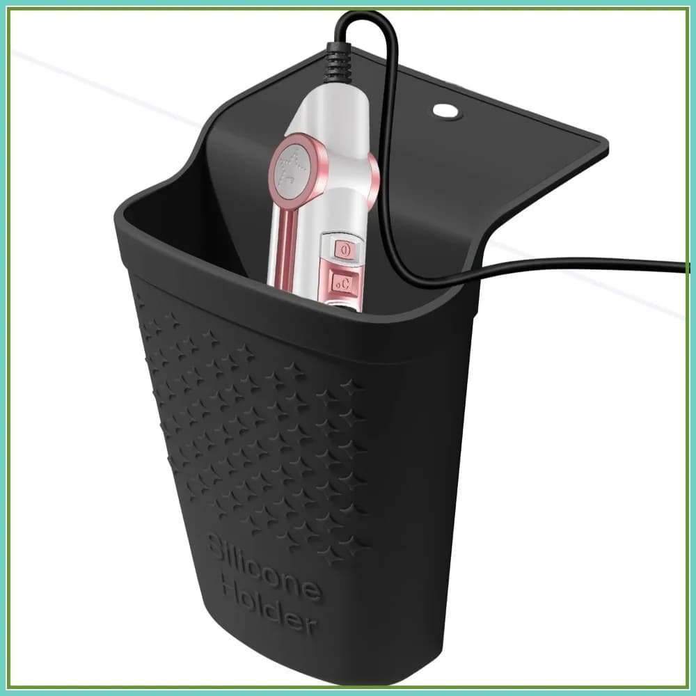 Tappetino Porta Utensili per Capelli Resistente al Calore, Custodia in Silicone per Piastra e Arricciacapelli, Nero