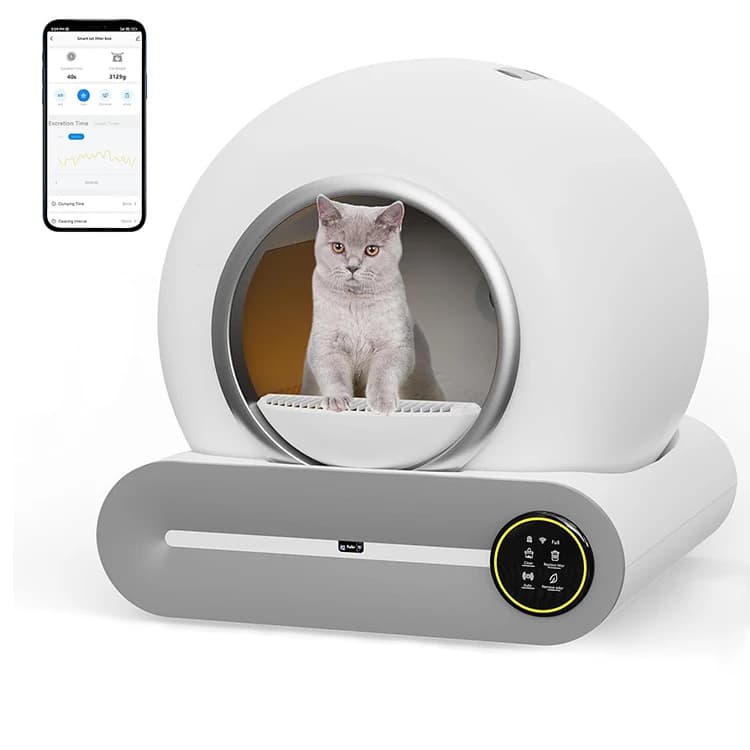 Deodorante elettrico intelligente per autopulizia rapida Vassoio per toilette per gatti di grande spazio Scatola per lettiera per gatti automatica con telecomando APP automatica